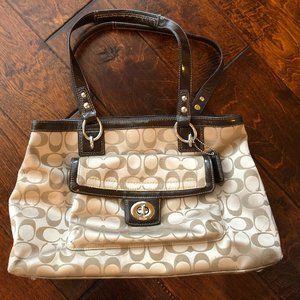 Coach brown khaki signature satchel/bag